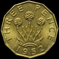 1952 George VI Brass Threepence Reverse