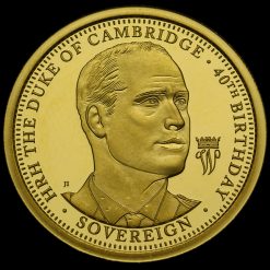 2022 Prince William 40th Birthday Gold Proof Sovereign Reverse