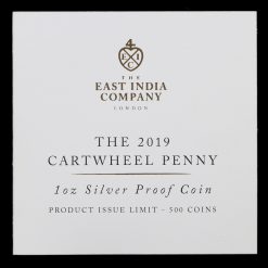 East India Company 2019 St. Helena Silver Proof 1 Oz Cartwheel Penny Certificate