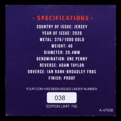 2020 Jersey Gold Proof Penny, 75th Anniversary of VE Day Certificate