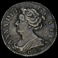 1703 Queen Anne Early Milled Silver Vigo Sixpence Obverse