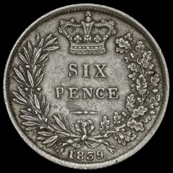 1839 Queen Victoria Young Head Silver Sixpence Reverse