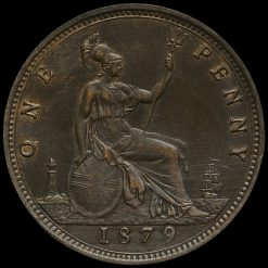 1879 Queen Victoria Bun Head Penny Reverse