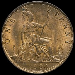 1884 Queen Victoria Bun Head Penny Reverse