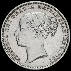 1885 Queen Victoria Young Head Silver Shilling Obverse