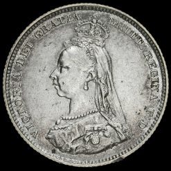 1888 Queen Victoria Silver Shilling (8 over 7) Obverse