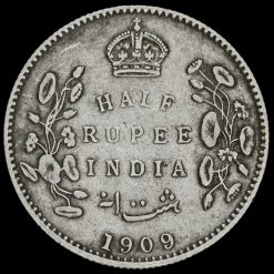 British India 1909 Edward VII Half Rupee Reverse