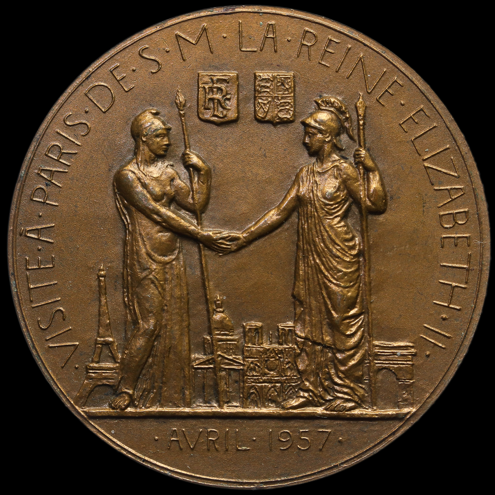 France, Royal Visit to Paris, April 1957, Bronze Medal Reverse
