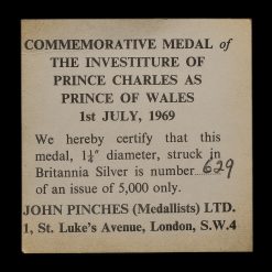 1969 Prince of Wales Investiture small Silver Medal CoA