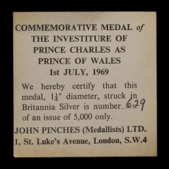 1969 Prince of Wales Investiture small Silver Medal CoA