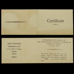 1969 Prince of Wales Investiture Two Silver Proof Medals Set with Box & CoA Certificate