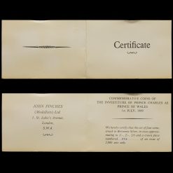 1969 Prince of Wales Investiture Four Silver Proof Medal Set Certificate