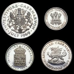 1969 Prince of Wales Investiture Four Silver Proof Medal Set Reverse