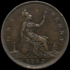 1867 Queen Victoria Bun Head Penny Reverse
