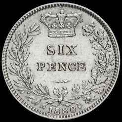 1880 Queen Victoria Young Head Silver Sixpence Reverse