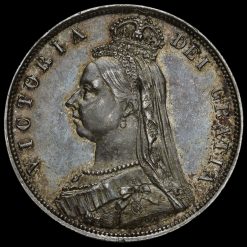 1887 Queen Victoria Jubilee Head Silver Half Crown Obverse