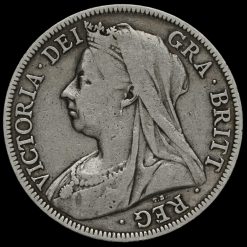 1896 Queen Victoria Veiled Head Silver Half Crown Obverse