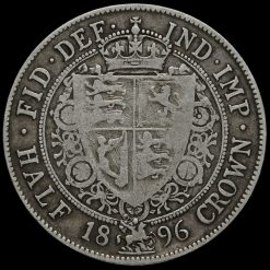 1896 Queen Victoria Veiled Head Silver Half Crown Reverse