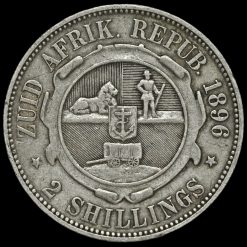 South Africa 1896 Silver 2 Shillings Reverse
