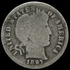USA 1897 Silver Barber Dime Obverse