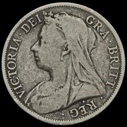 1897 Queen Victoria Veiled Head Silver Half Crown Obverse