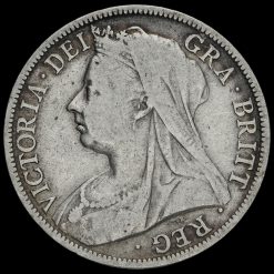 1899 Queen Victoria Veiled Head Silver Half Crown Obverse