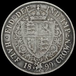 1899 Queen Victoria Veiled Head Silver Half Crown Reverse