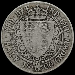1900 Queen Victoria Veiled Head Silver Half Crown Reverse