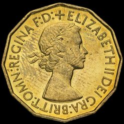 1953 Elizabeth II Proof Brass Threepence Obverse
