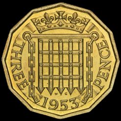 1953 Elizabeth II Proof Brass Threepence Reverse