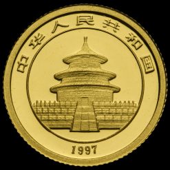 China 1997 24 Carat Gold 5 Yuan Panda Coin Obverse