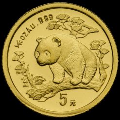 China 1997 24 Carat Gold 5 Yuan Panda Coin Reverse