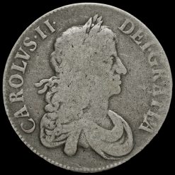 1670 Charles II Early Milled Silver Vicesimo Secundo Crown Obverse