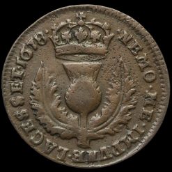 Scotland, 1678 Charles II Early Milled Bawbee Reverse
