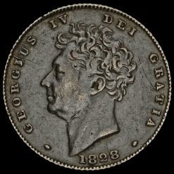 1828 George IV Bare Head Milled Silver Sixpence Obverse
