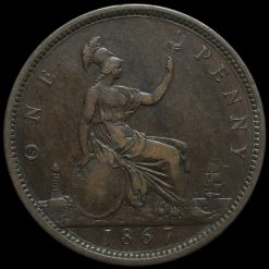 1867 Queen Victoria Bun Head Penny Reverse