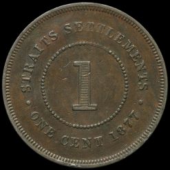 Straits Settlements 1877 Queen Victoria 1 Cent Reverse