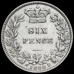 1880 Queen Victoria Young Head Silver Sixpence Reverse