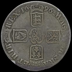 1696 William III Early Milled Silver Octavo Crown Reverse