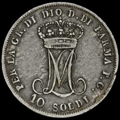  Duchy of Parma 1815 Maria Luigia Silver 10 Soldi Coin Reverse