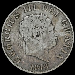 1818 George III Milled Silver Half Crown Obverse