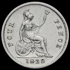1838 Queen Victoria Young Head Silver Fourpence / Groat Reverse