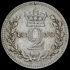 1838 Queen Victoria Young Head Silver Maundy Twopence Reverse