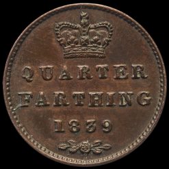 1839 Queen Victoria Copper Quarter Farthing Reverse