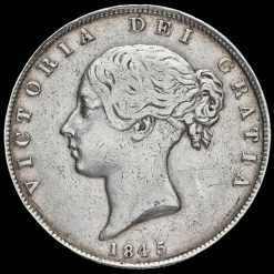 1845 Queen Victoria Young Head Silver Half Crown Obverse
