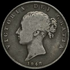 1848 Queen Victoria Young Head Silver Half Crown Obverse