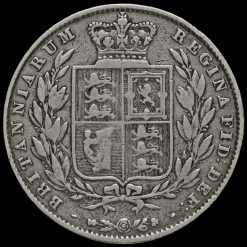 1849 Queen Victoria Young Head Silver Half Crown Reverse