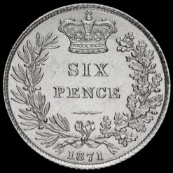 1871 Queen Victoria Young Head Silver Sixpence Reverse