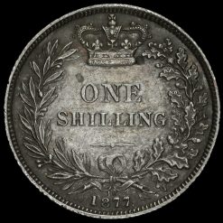 1877 Queen Victoria Young Head Silver Shilling Reverse