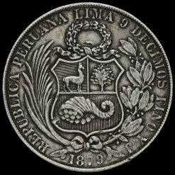 Peru 1879 Silver 1 Sol Obverse
